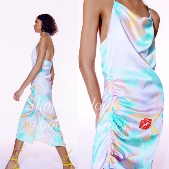 ZARA BNWT Tie Dye Slip Dress with Spaghetti Straps - Picture 7 of 9